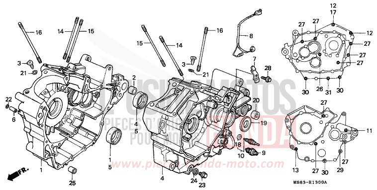 CRANKCASE for Africa Twin SHASTA WHITE (NH138H) from 1988